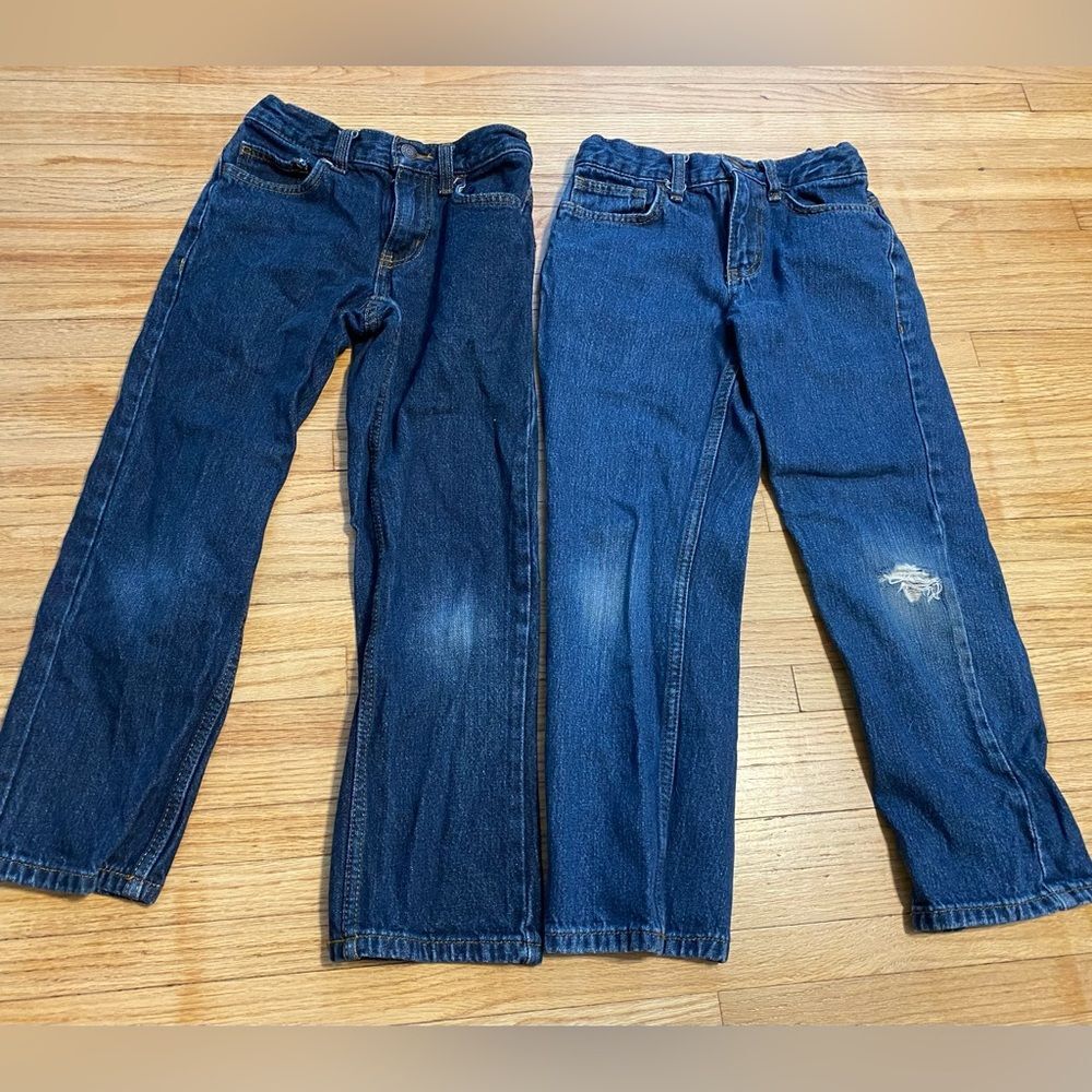 Cat & Jack Boys Relaxed Straight Fit Jeans - Medium Blue (2) Adjustable Waist